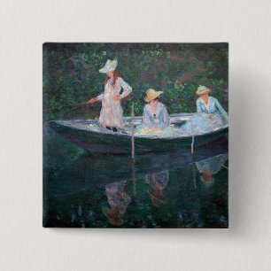 Claude Monet - In the Norwegian Boat 15 Cm Square Badge