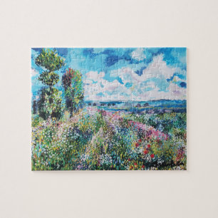 Claude Monet inspired Meadow at Poplars  Jigsaw Puzzle