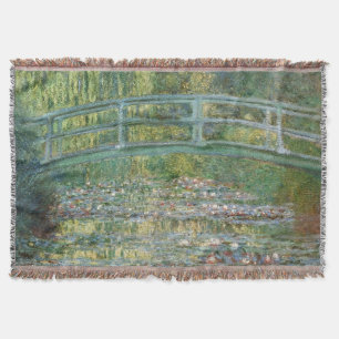 Claude Monet Japanese Bridge Water Lily Art Throw Blanket