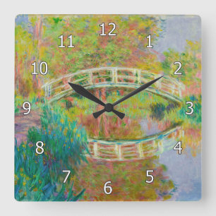 Claude Monet - Japanese Footbridge, Giverny Square Wall Clock