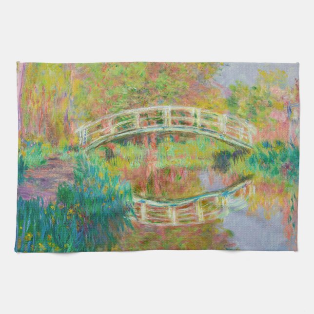 Claude Monet - Japanese Footbridge, Giverny Tea Towel (Horizontal)