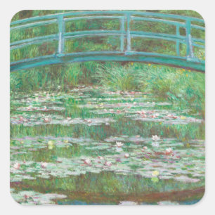 Claude Monet Japanese Footbridge. Impressionism Square Sticker