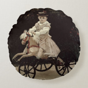 Claude Monet Jean Monet on his Hobby Horse, 1872 Round Cushion