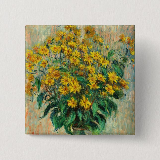 Claude Monet - Jerusalem Artichoke Flowers 15 Cm Square Badge (Front)