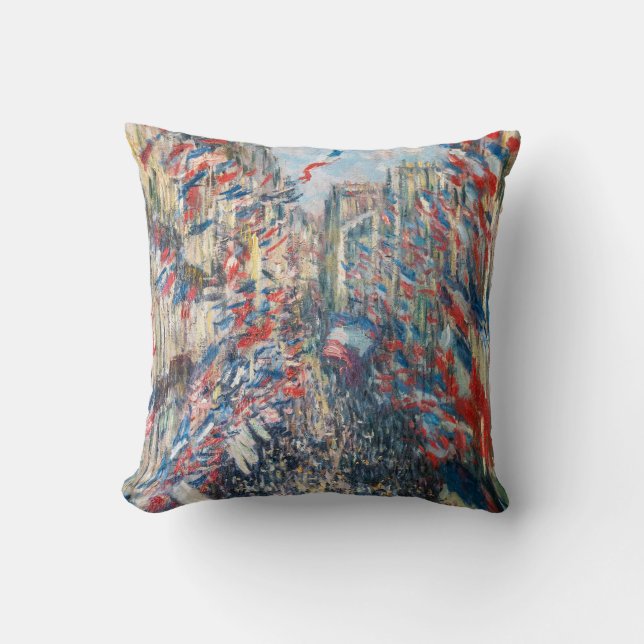 Claude Monet - La Rue Montorgueil - Paris Cushion (Front)