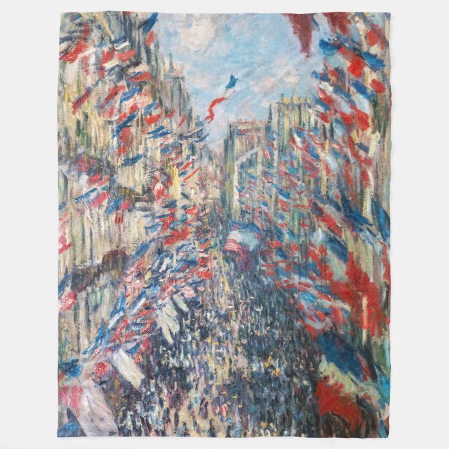 Claude Monet - La Rue Montorgueil - Paris Fleece Blanket (Front)