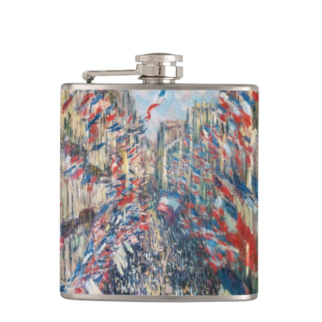 Claude Monet - La Rue Montorgueil - Paris Hip Flask (Front)