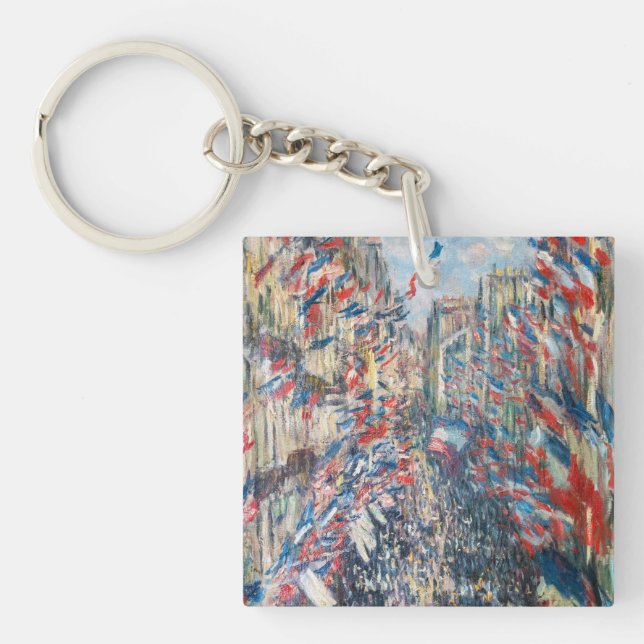 Claude Monet - La Rue Montorgueil - Paris Key Ring (Front)