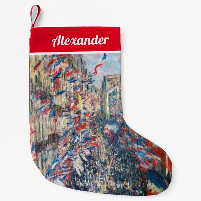 Claude Monet - La Rue Montorgueil - Paris Small Christmas Stocking (Front)