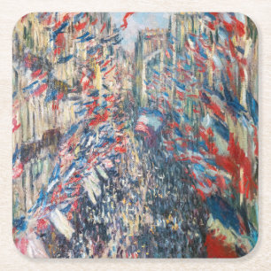 Claude Monet - La Rue Montorgueil - Paris Square Paper Coaster