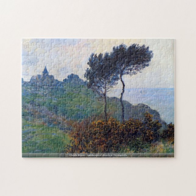 Claude Monet - Landscape of church at Varengeville Jigsaw Puzzle (Horizontal)