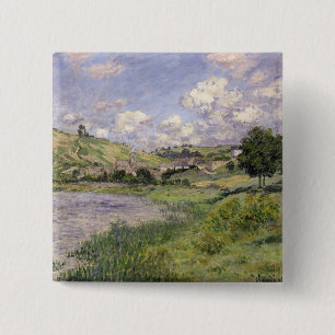 Claude Monet   Landscape, Vetheuil, 1879 15 Cm Square Badge
