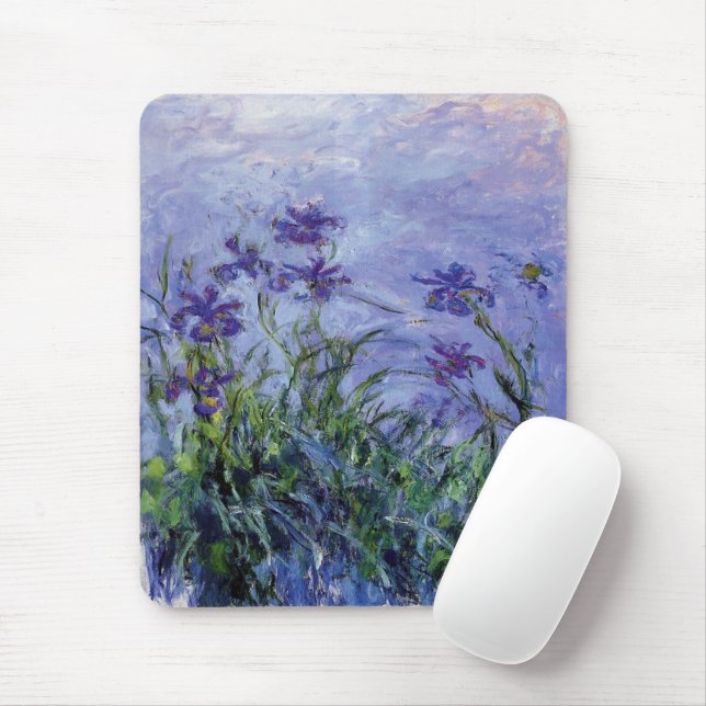 Claude Monet Lila Irises Mouse Mat (With Mouse)