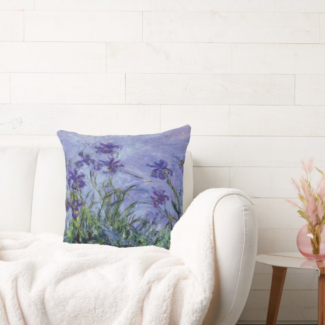 Claude Monet Lilac Irises Cushion (Couch)