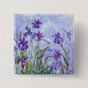 Claude Monet - Lilac Irises / Iris Mauves 15 Cm Square Badge