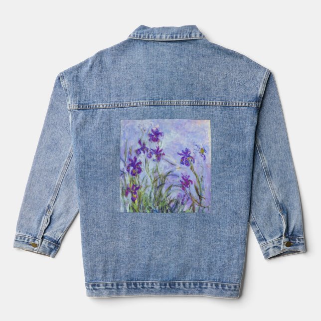 Claude Monet - Lilac Irises / Iris Mauves Denim Jacket (Back)
