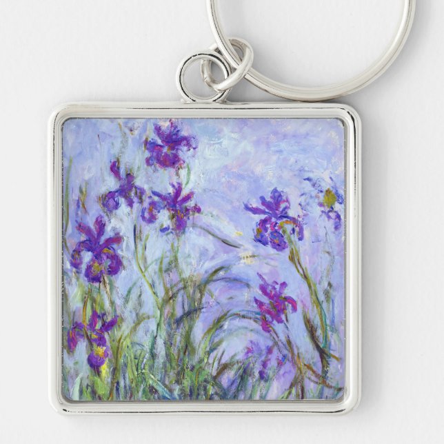 Claude Monet - Lilac Irises / Iris Mauves Key Ring (Front)