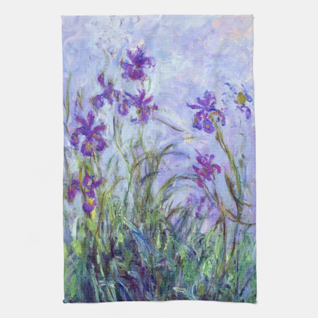Claude Monet - Lilac Irises / Iris Mauves Tea Towel (Vertical)