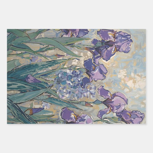 Claude Monet - Lilac Irises / Iris Mauves Wrapping Paper Sheet (Front)