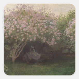 Claude Monet   Lilacs, Grey Weather, 1872 Square Sticker