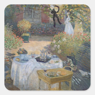 Claude Monet   Luncheon: Monet's garden Argenteuil Square Sticker