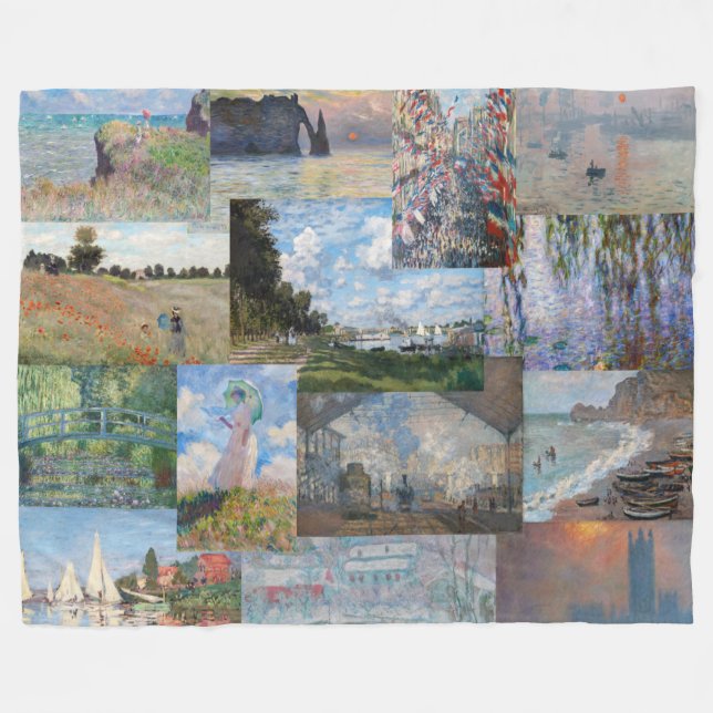 Claude Monet - Masterpieces Patchwork Fleece Blanket (Front (Horizontal))
