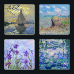 Claude Monet Masterpieces selection Coaster Set<br><div class="desc">Claude Monet Masterpieces selection
 - Sailboat at Le Petit-Gennevilliers,  1874
 - Water Lilies / Nympheas,  1916-1919
 - Lilac Irises / Iris Mauves,  1914-1917
 - Cliff Walk at Pourville,  1882</div>