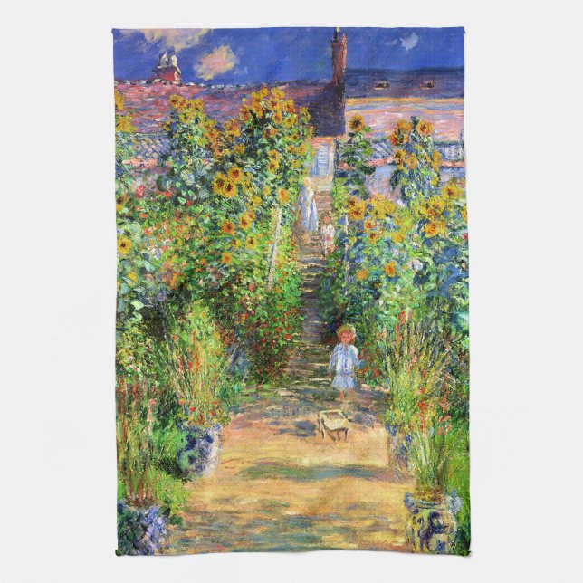 Claude Monet: Monet's Garden at Vétheuil Tea Towel (Vertical)