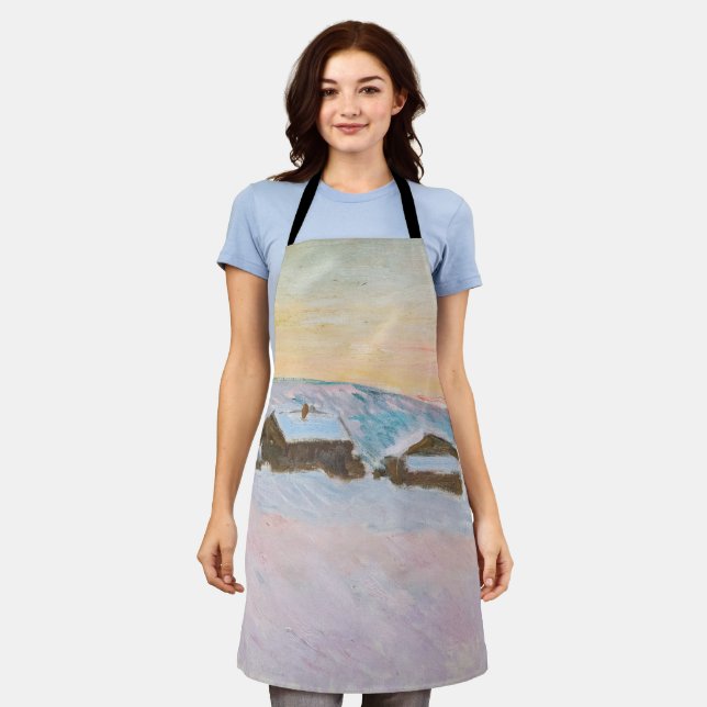 Claude Monet - Norway Landscape, Blue Houses Apron (Worn)