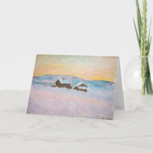 Claude Monet - Norway Landscape, Blue Houses Card