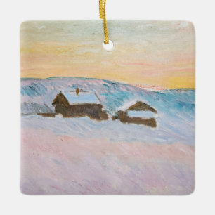 Claude Monet - Norway Landscape, Blue Houses Ceramic Ornament