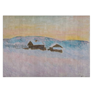 Claude Monet - Norway Landscape, Blue Houses Cutting Board