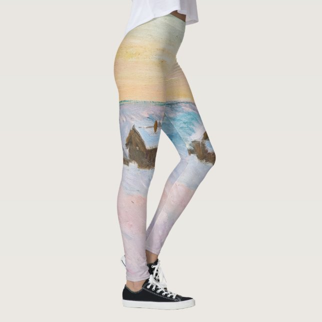 Claude Monet - Norway Landscape, Blue Houses Leggings (Right)