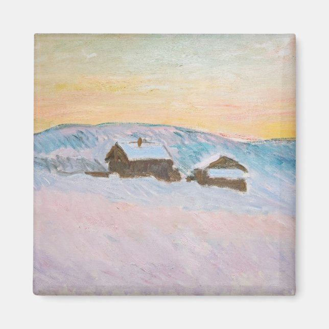 Claude Monet - Norway Landscape, Blue Houses Magnet (Front)