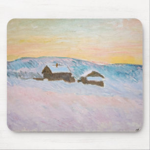 Claude Monet - Norway Landscape, Blue Houses Mouse Mat