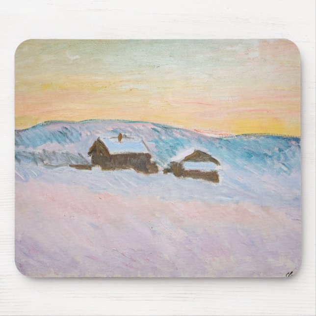 Claude Monet - Norway Landscape, Blue Houses Mouse Mat (Front)