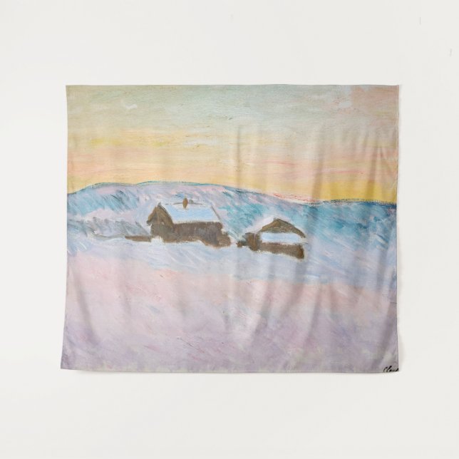 Claude Monet - Norway Landscape, Blue Houses Tapestry (Front (Horizontal))