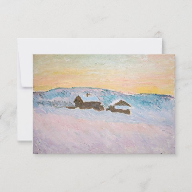 Claude Monet - Norway Landscape, Blue Houses Thank You Card (Front)