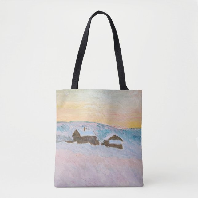 Claude Monet - Norway Landscape, Blue Houses Tote Bag (Front)
