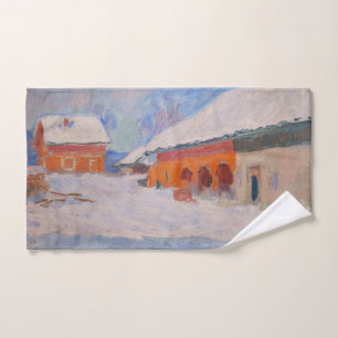 Claude Monet - Norway, Red Houses at Bjornegaard Bath Towel Set