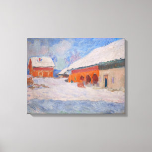 Claude Monet - Norway, Red Houses at Bjornegaard Canvas Print
