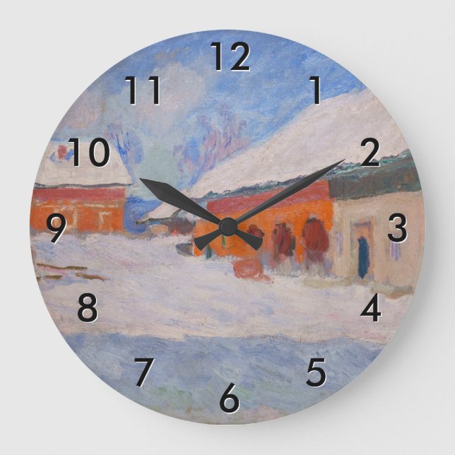Claude Monet - Norway, Red Houses at Bjornegaard Large Clock (Front)
