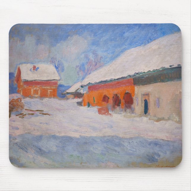 Claude Monet - Norway, Red Houses at Bjornegaard Mouse Mat (Front)
