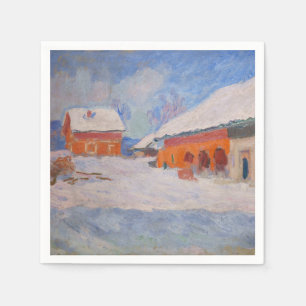 Claude Monet - Norway, Red Houses at Bjornegaard Napkin