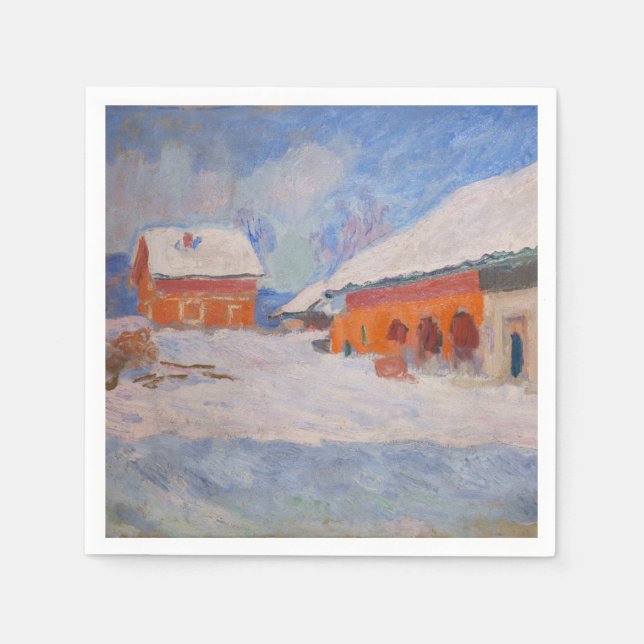 Claude Monet - Norway, Red Houses at Bjornegaard Napkin (Front)