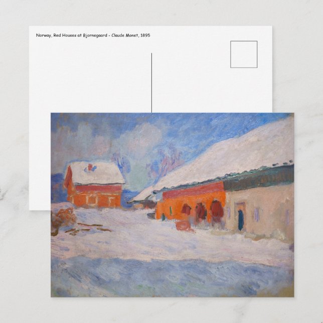 Claude Monet - Norway, Red Houses at Bjornegaard Postcard (Front/Back)