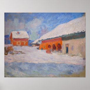 Claude Monet - Norway, Red Houses at Bjornegaard Poster