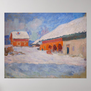 Claude Monet - Norway, Red Houses at Bjornegaard Poster