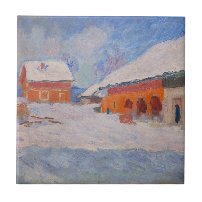 Claude Monet - Norway, Red Houses at Bjornegaard Tile (Front)