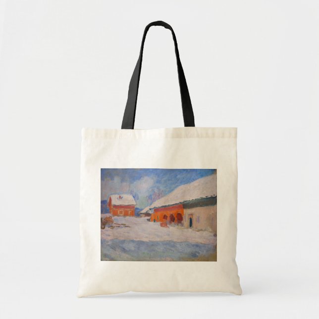 Claude Monet - Norway, Red Houses at Bjornegaard Tote Bag (Front)